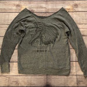 Obey S/M Off the Shoulder Sweater - Brand New